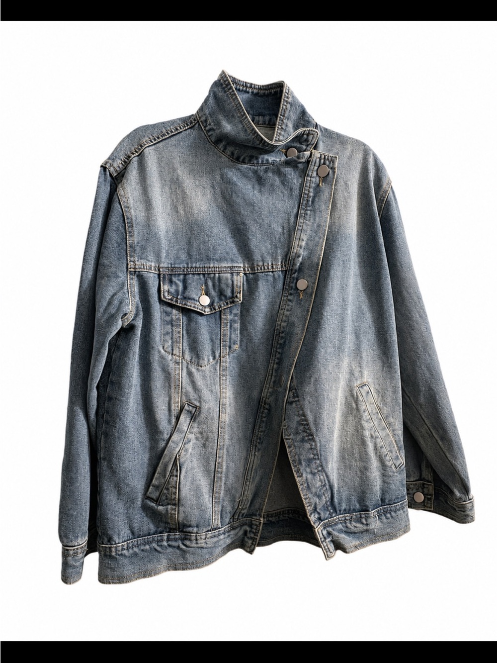 Denim Jean Jacket Asymmetrical like new Size Large